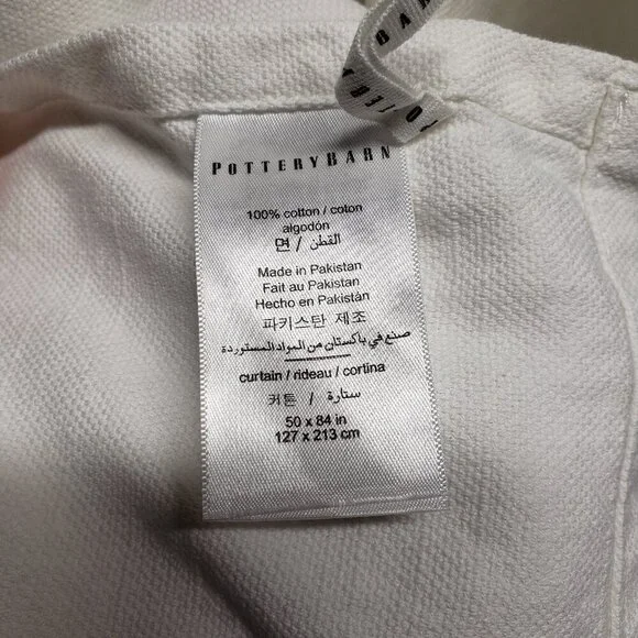 Pair of Pottery Barn White Cotton Woven Canvas Curtains 49.5"x77" Classic - Picture 2 of 5